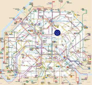 Carte du réseau de bus parisien (France) - Station de bus à proximité de l'hôtel